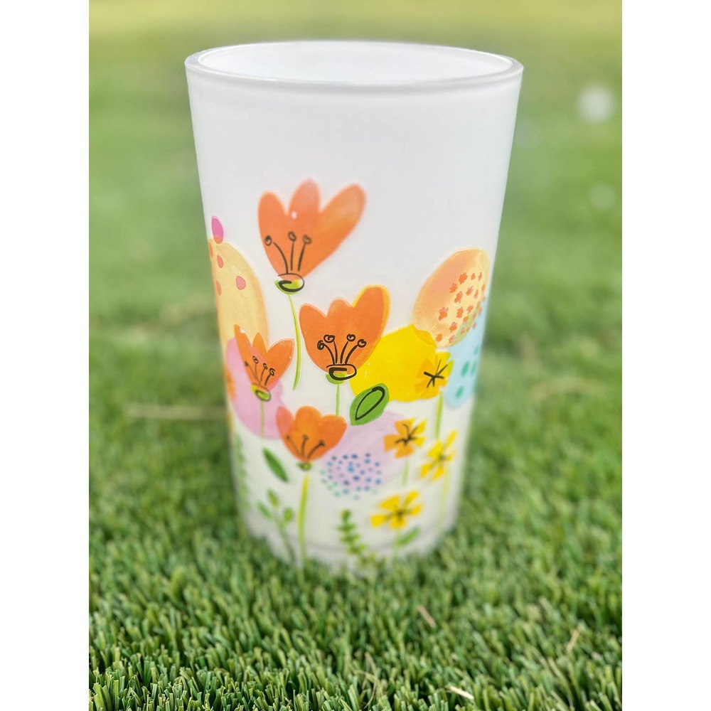 Pro Flowers Spring/Easter VASE White Glass Colorful Bright Floral Large